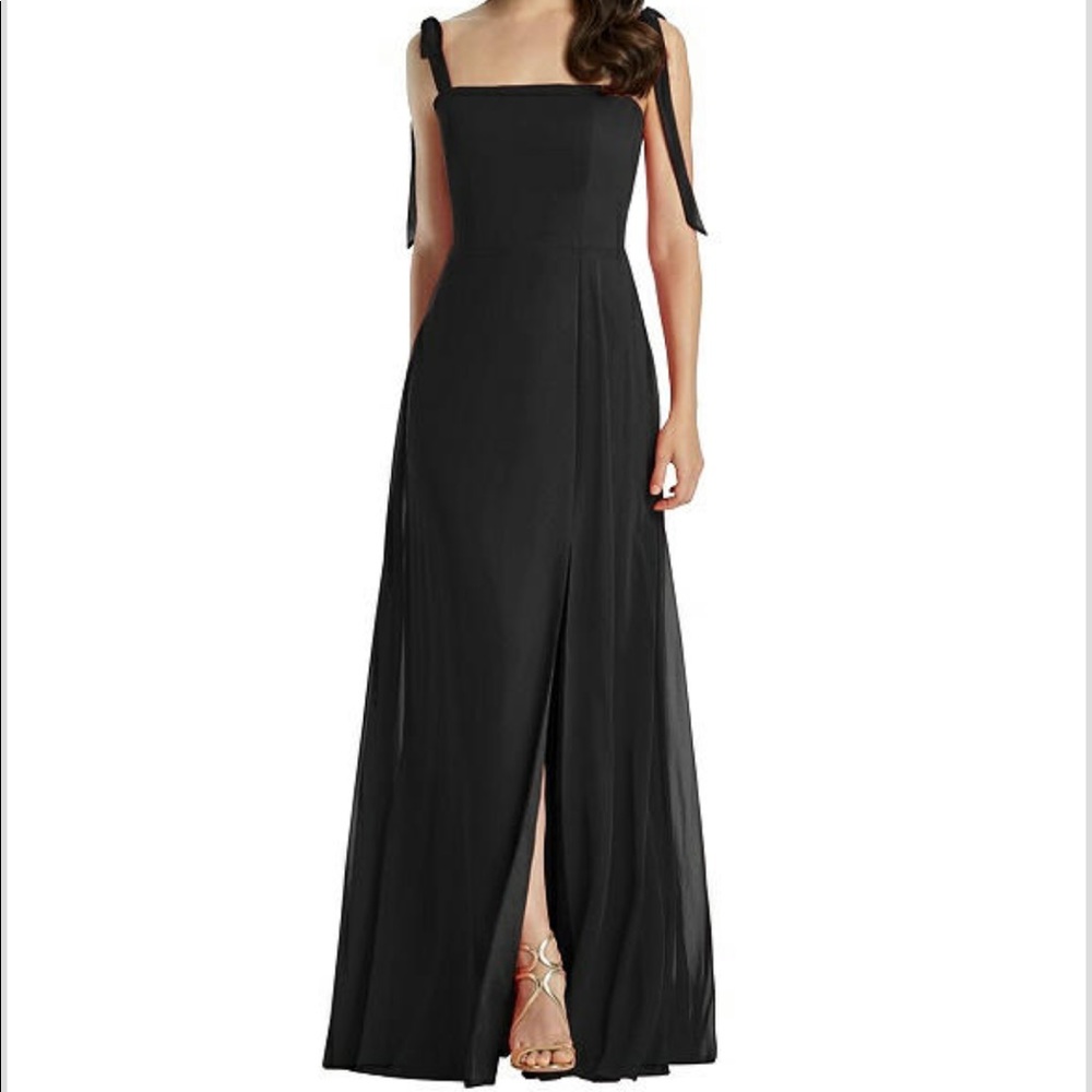 Dessy Style 3042 | Tie Strap Chiffon Gown w/ Slit